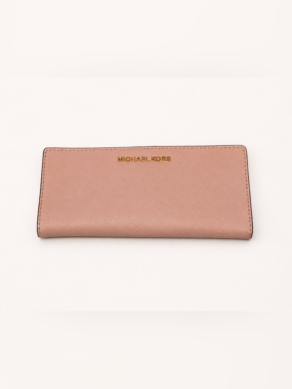 Michael Kors Blush Pink Saffiano Leather Wallet with Gold Logo